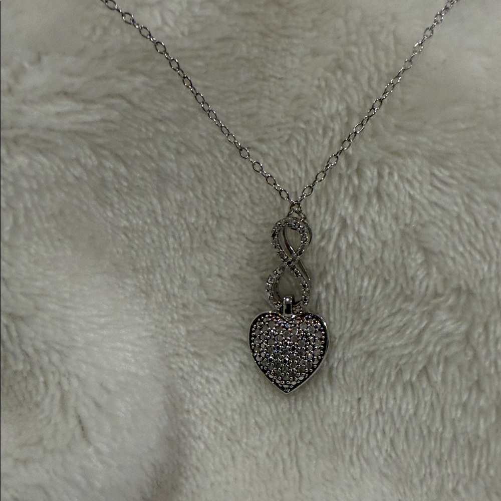 Stella Grace 925 Silver 1/4 Carat T.W. Diamond Heart Infinity Pendant Necklace